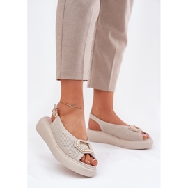 S.Barski Sandali in pelle femminile con un ornamento di S. Barski LR51-786 beige 2