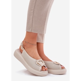 S.Barski Sandali in pelle femminile con un ornamento di S. Barski LR51-786 beige 1