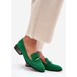 S.Barski Scarpe in pelle scamosciata femminile con un ornamento LZ51-505 Green verde 1