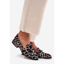 S.Barski Scarpe in pelle scamosciata femminile con un ornamento LZ51-505 nero e oro 1