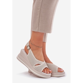 S.Barski Sandali in pelle da donna S. Barski LR51-660 Beige Openwork 1