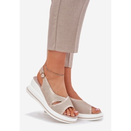 S.Barski Sandali in pelle da donna S. Barski LR51-660 Openwork Golden d'oro 1