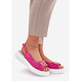S.Barski Sandali in pelle scamosciata femminile con un dettaglio dorato S. Barski Gr51-604 Fucsia rosa 1