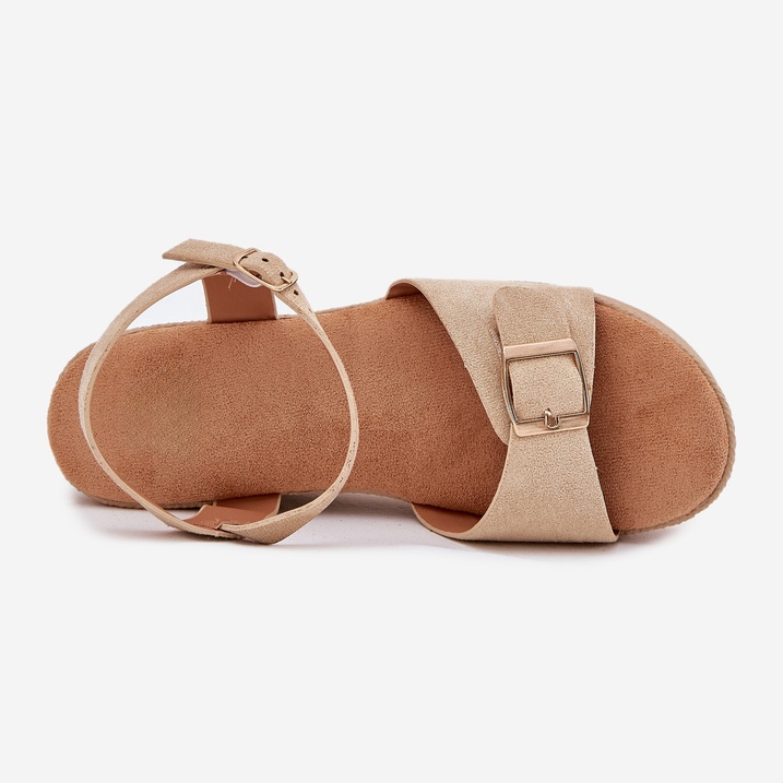 Inna Sandali femminili su cuneo con fibbia kaki beige 2