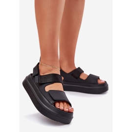 Inna Sandali femminili sulla piattaforma con velcro nero 1