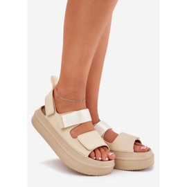 Inna Sandali da donna sulla piattaforma con beige in velcro 1