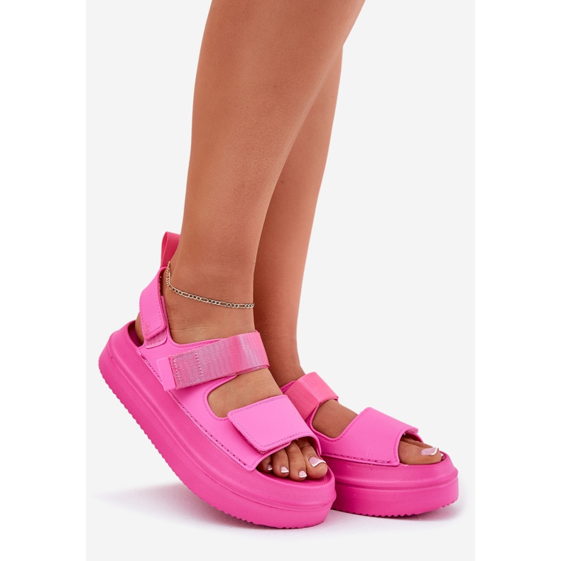 Inna Sandali femminili sulla piattaforma con velcro fucsia rosa 1