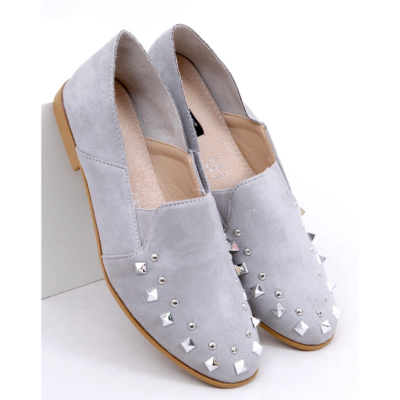 Mocassini grigi lordsy con borchie 1415 Grey grigio 1