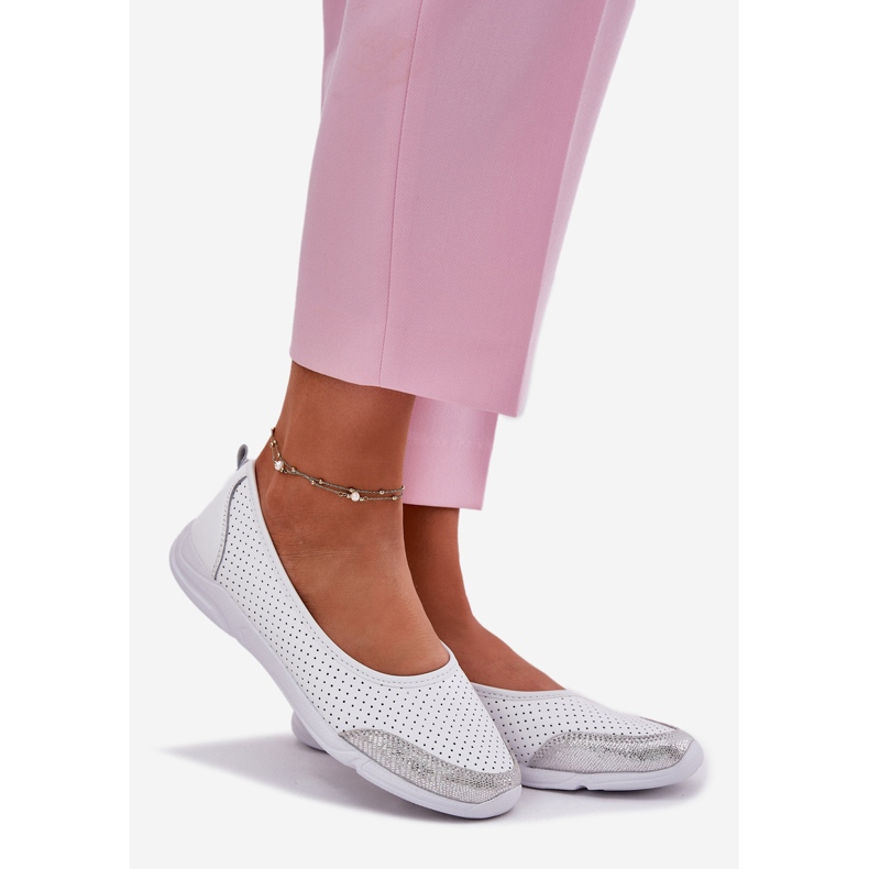 EVento Ballerina bianca in pelle in pelle da donna bianco 1