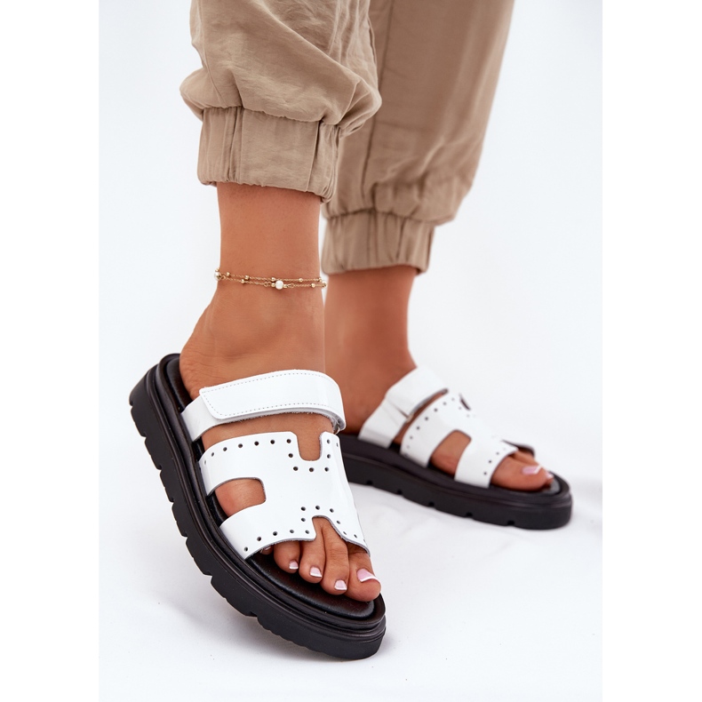 Flip in pelle femminile dipinti sulla piattaforma bianca Zazoo 40440 bianco 2