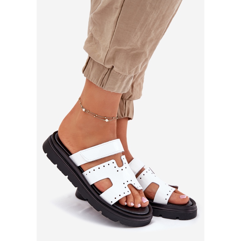 Flip in pelle femminile dipinti sulla piattaforma bianca Zazoo 40440 bianco 1