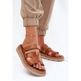 Flip in pelle naturale femminile Flip sulla piattaforma Zazoo 40440 Brown marrone 2