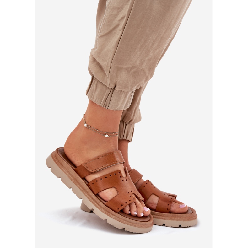 Flip in pelle naturale femminile Flip sulla piattaforma Zazoo 40440 Brown marrone 1