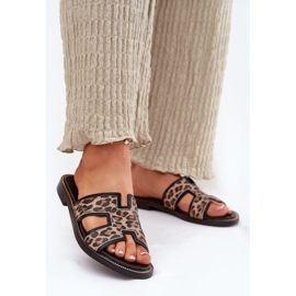 Flip leopardo piatto in pelle Zazoo 40383 Nero 2