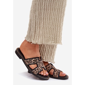 Flip leopardo piatto in pelle Zazoo 40383 Nero 1