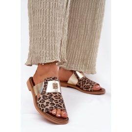 Zazoo Eleganti piatti -leather -High -Altheel Flip in pelle marrone 2