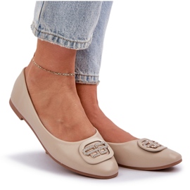Seastar Ballerine femminili su una suola piatta con un ornamento per il beige 58p 4
