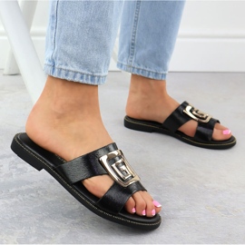 Ciabatte da donna nere con ornamento nero Filippo 1