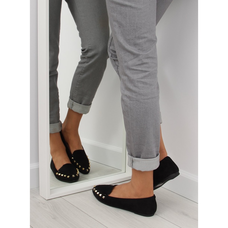 Mocassini da donna neri con borchie nere 1388 Nero 1