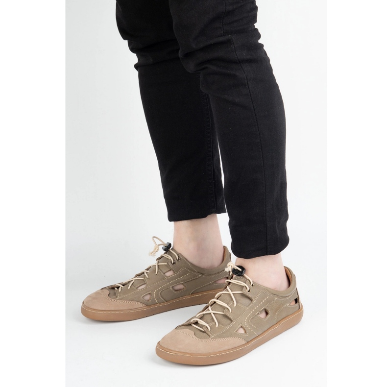 Scarpe da uomo a piedi nudi olivier 320kz con ventilazione marrone 1