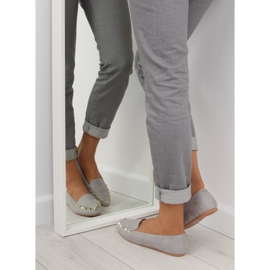 Mocassini da donna con borchie grigie 1388 Grey grigio 1