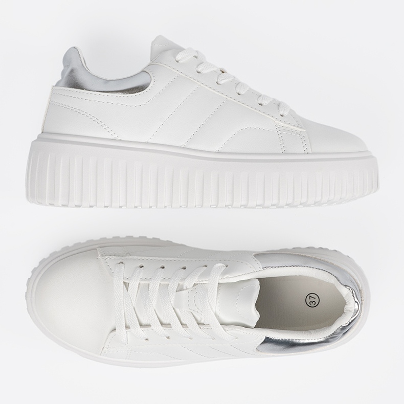 Shelvt Sneaker da donna bianca con inserti d'argento 2