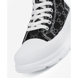 Shelvt Pizzo -up sneaker nere sulla piattaforma nero 1