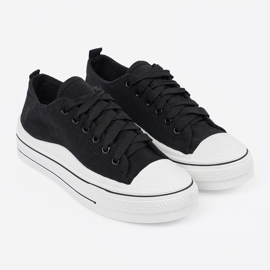 Shelvt Sneaker nere femminili con una suola bianca nero 1