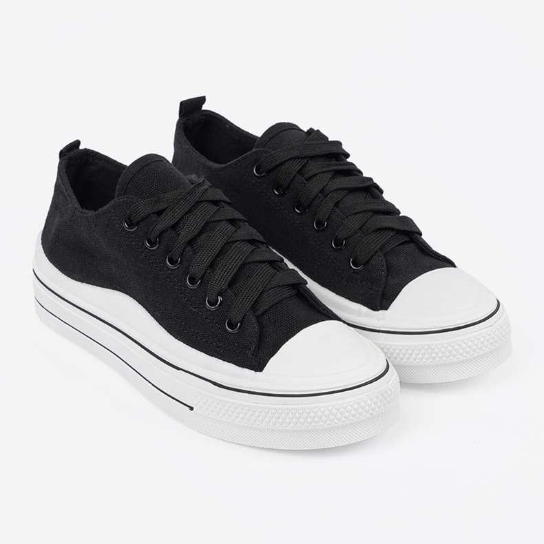 Shelvt Sneaker nere femminili con una suola bianca nero 1