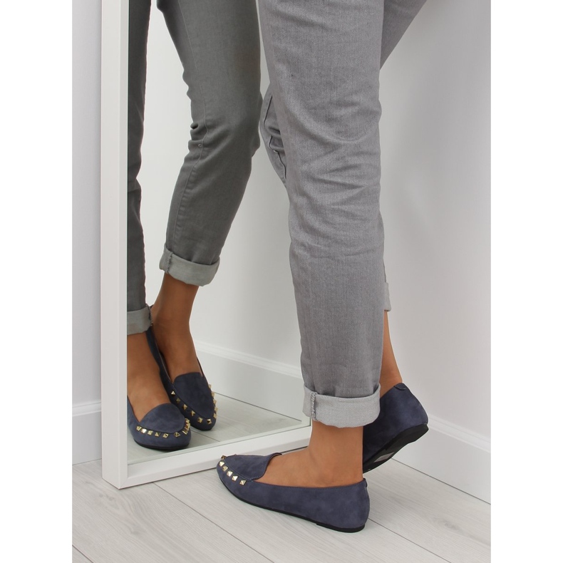 Mocassini da donna con borchie blu navy 1388 Navy 1