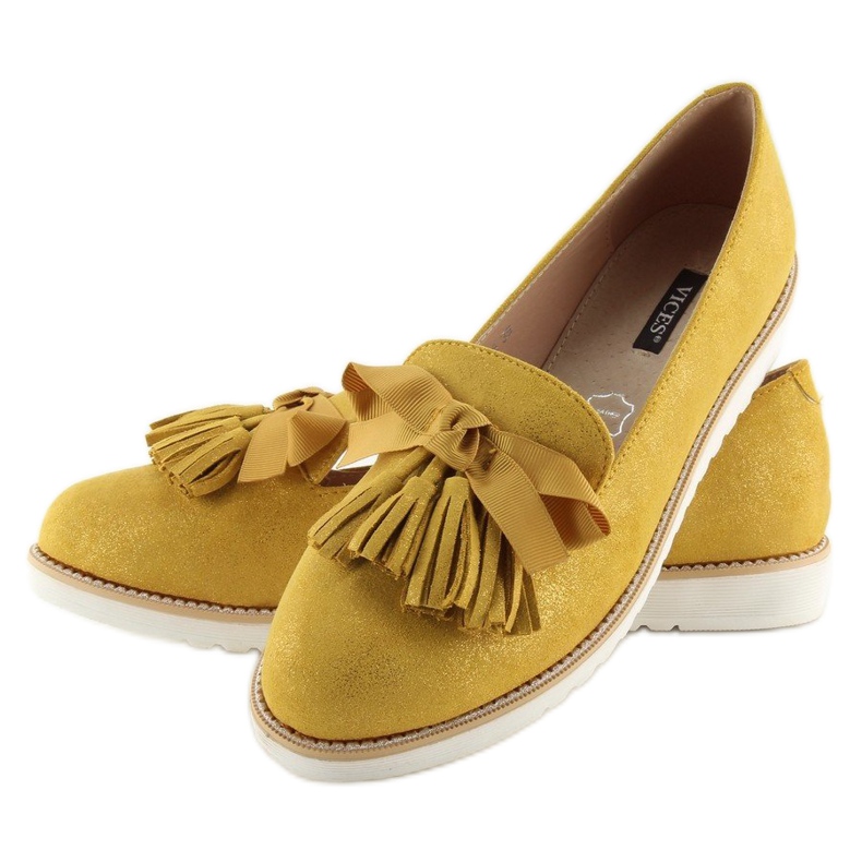 Mocassini da donna con frange giallo 7214 Giallo 2