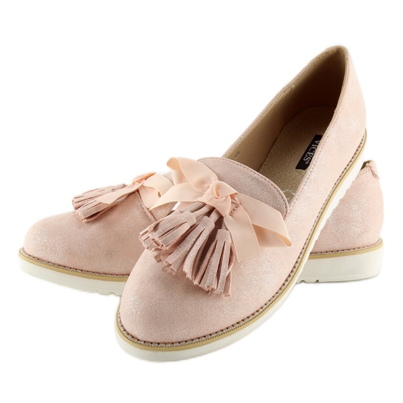 Mocassini da donna con nappine rosa 7214 Rosa 2