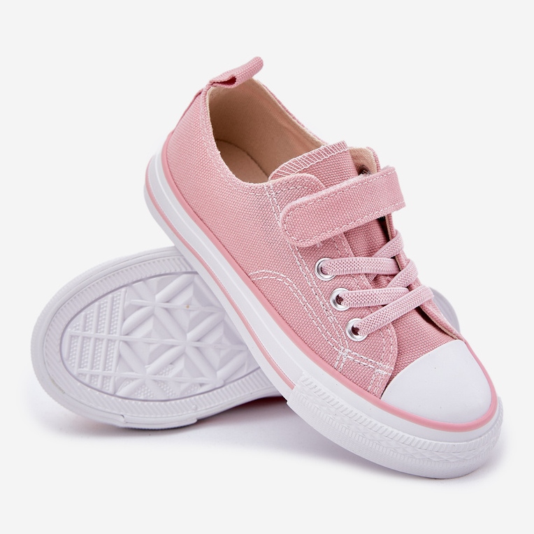 Inna Sneaker per bambini in velcro rosa 2