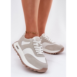 Sneakers in pelle scamosciata sulla Big Star femminile RR274896 Piattaforma femminile Hi-Poliish Sistema Biało-Share bianco 2