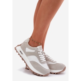 Sneakers in pelle scamosciata sulla Big Star femminile RR274896 Piattaforma femminile Hi-Poliish Sistema Biało-Share bianco 1