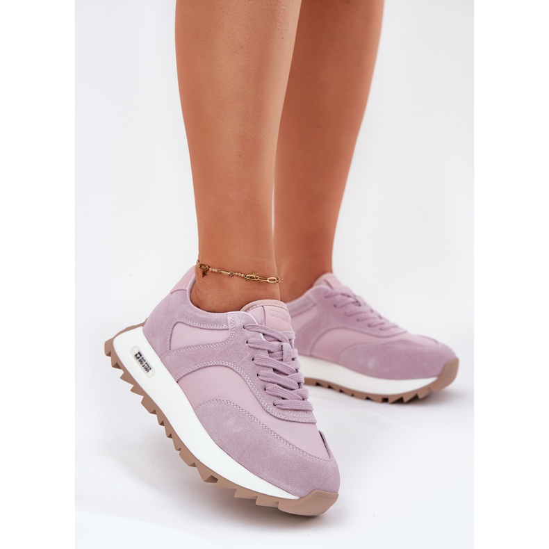 Sneakers in pelle scamosciata sulla piattaforma femminile di Big Star RR274900 femminile viola 2