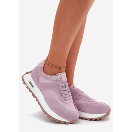Sneakers in pelle scamosciata sulla piattaforma femminile di Big Star RR274900 femminile viola 1
