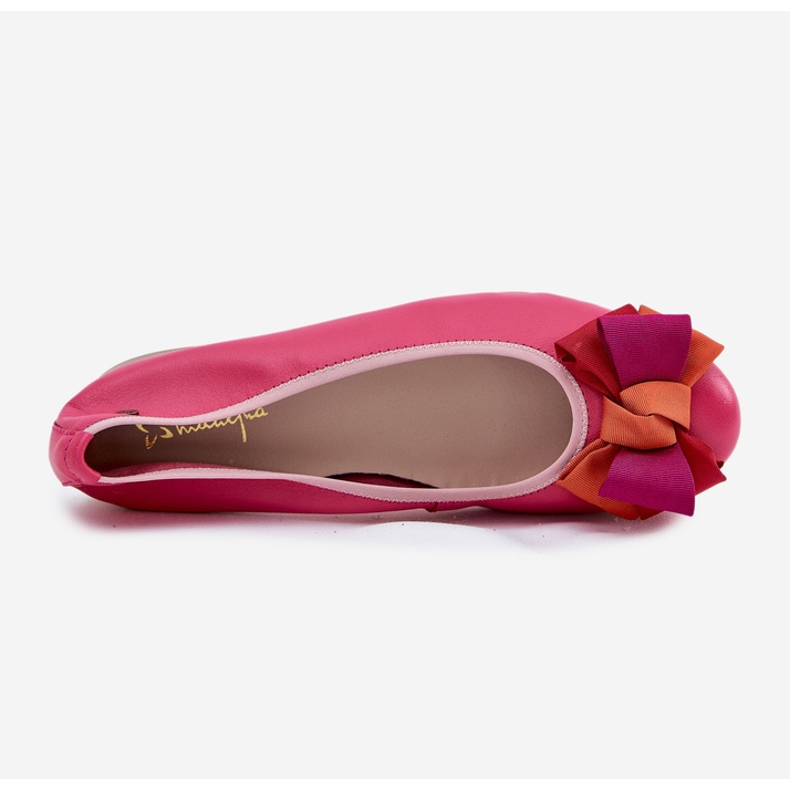 Ballerine in pelle con un maciejka bow p6801-15 fuchsja rosa 2
