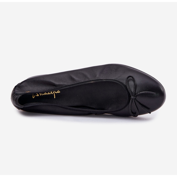 Ballerinas in pelle femminile Maciejka P6800-01 Nero con arco 2