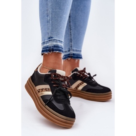 Inna Sneaker femminili sulla piattaforma con doppia stampe leopardo nera nero 2