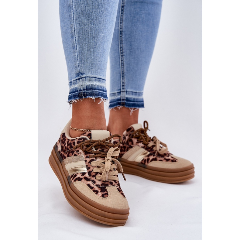 Inna Sneaker femminili sulla piattaforma con doppio leopardo beige 2