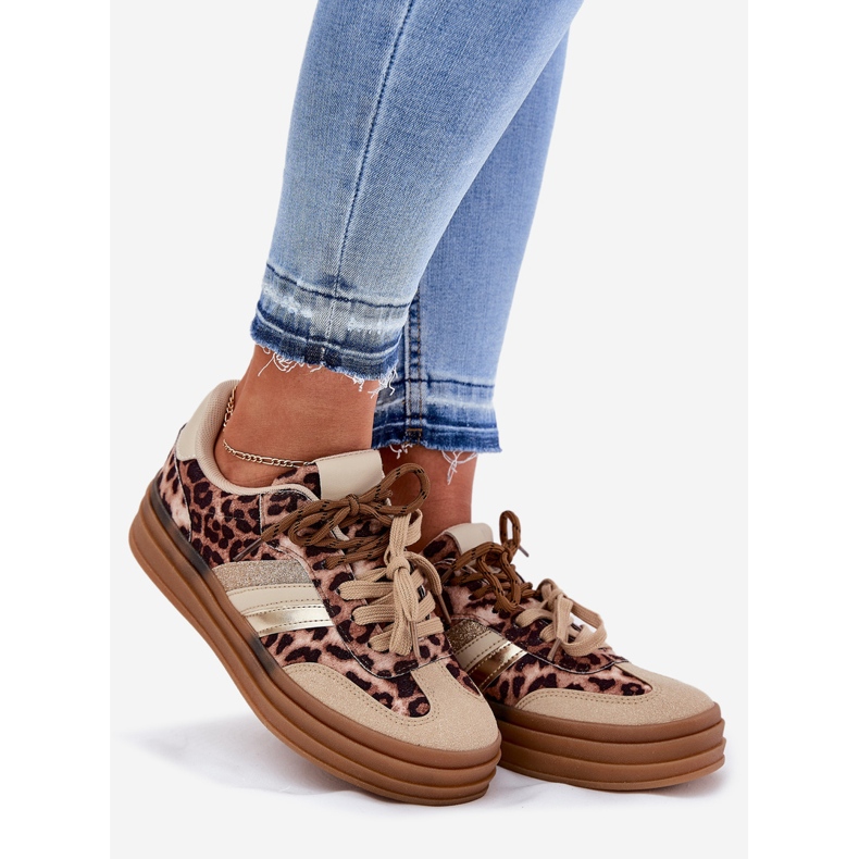 Inna Sneaker femminili sulla piattaforma con doppio leopardo beige 1