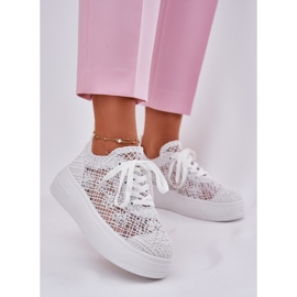 Inna Sneaker femminili sulla piattaforma con una tomaia bianca all'uncinetto bianco 2