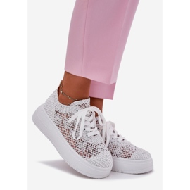 Inna Sneaker femminili sulla piattaforma con una tomaia bianca all'uncinetto bianco 1