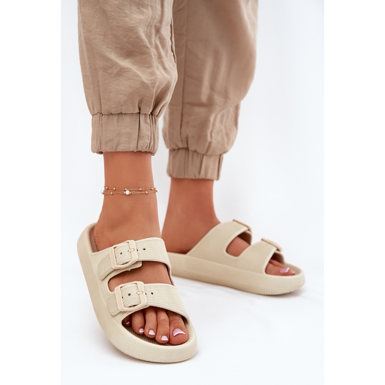Inna Infradito da donna sulla piattaforma con fibbie beige 2