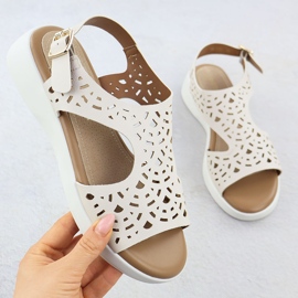 Sandali da donna con spicchi cremosi Sergio Leone SK-850 beige 1