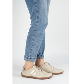 Olivier Scarpe minimaliste in pelle a piedi da donna 1287 sneaker beige 1