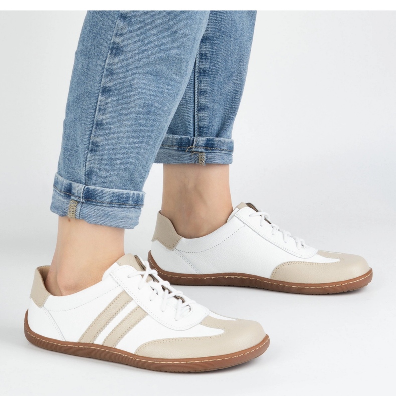 Olivier Scarpe in pelle minimalista femminile a piedi 1287 bianchi con sneaker beige bianco 1