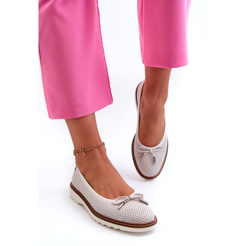 Ballerine Traforate da Donna in Pelle Naturale Maciejka P6509-11 Bianco 2