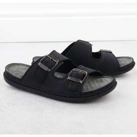 Comode pantofole da uomo in pelle con fibbie nere T.Sokolski Fs M01 nero 2